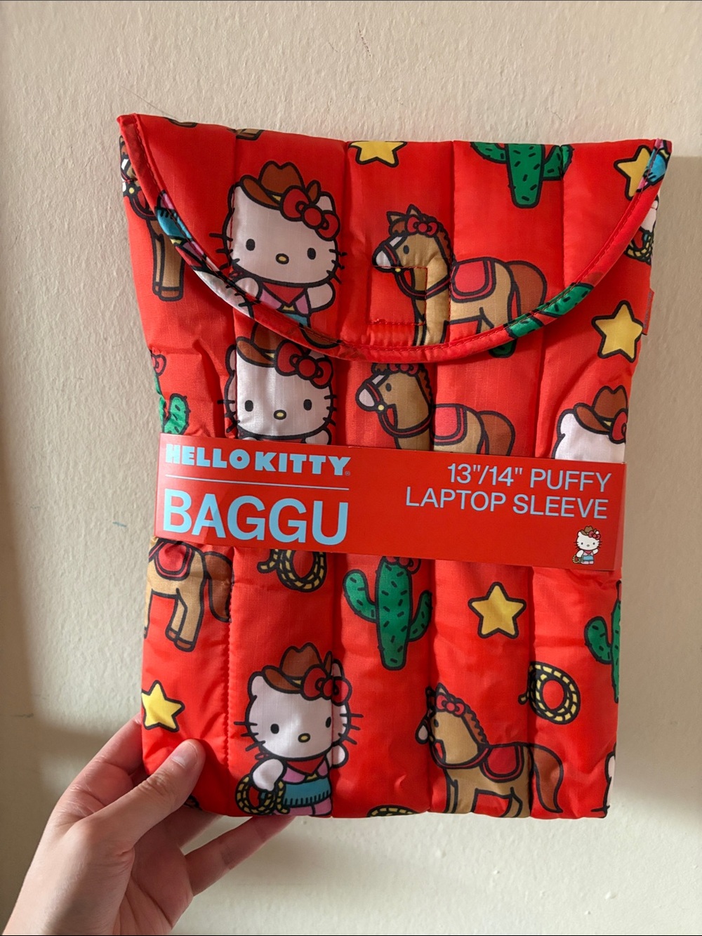 NWT Baggu x Hello Kitty Red Western Print Laptop Sleeve - 13"/14"